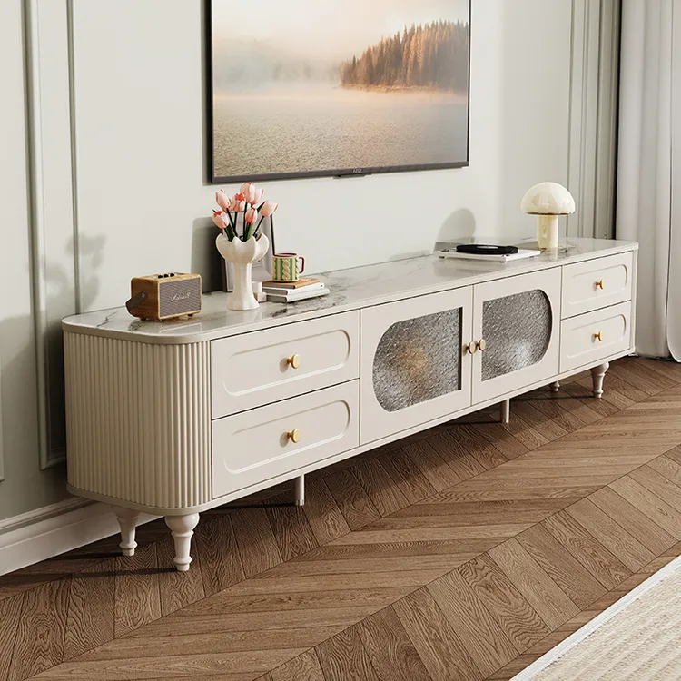客厅电视柜2025新款家用简约法式复古奶油茶几电视机柜组合小户型