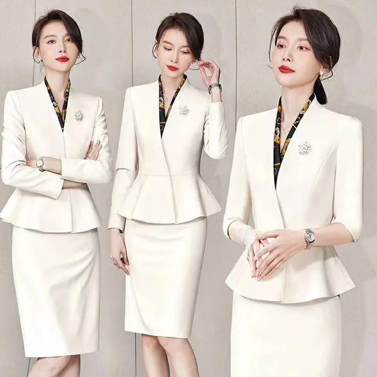 青竹雪职业套装春秋两件套前台接待职业装气质女神范医美容院服