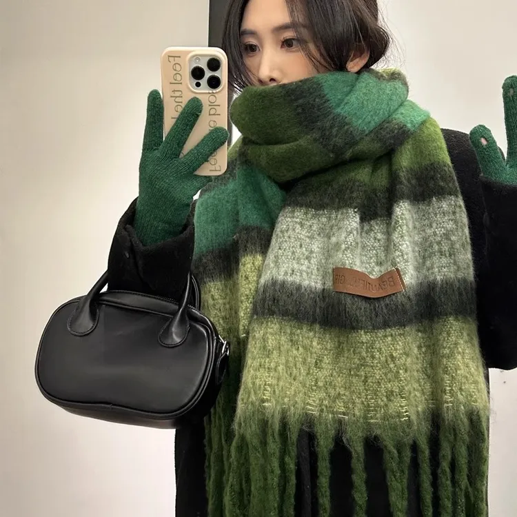 围巾女秋冬季纯色马海毛韩版百搭学生高级感加厚保暖围脖2025新款