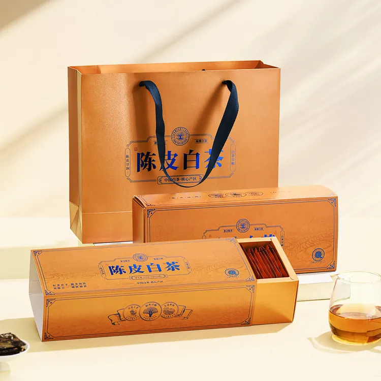 拍1发2新会陈皮白茶老白茶寿眉茶叶小方片饼礼盒茶叶滋味醇厚