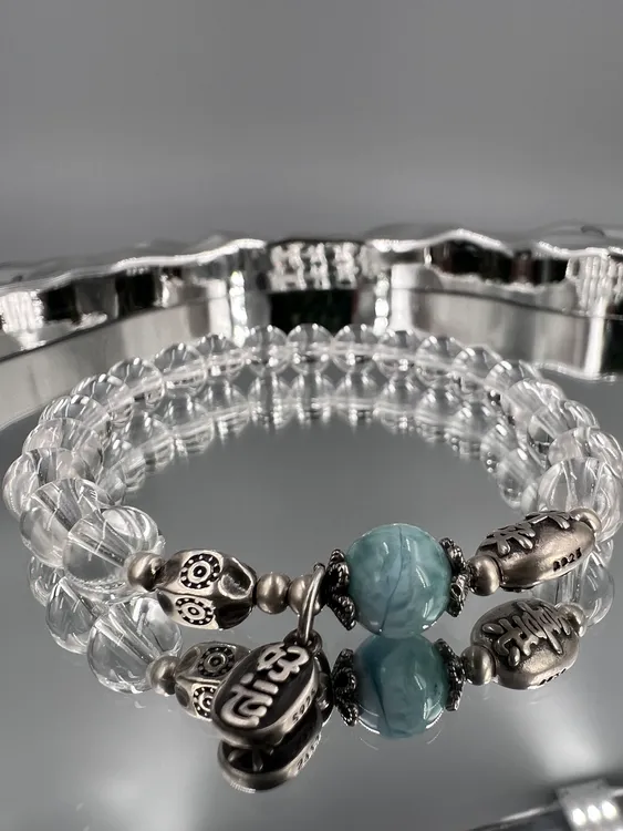 【仙女必备】白领/升学天然白水晶/黄发晶S925银平安手链/手串/脚链