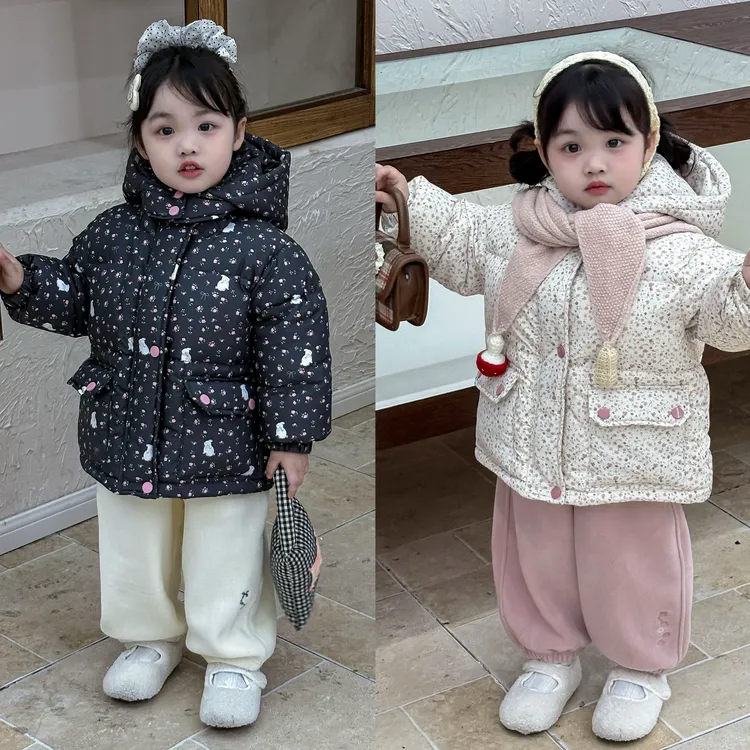 90安心绒【鱼子酱零下】三防D25202WT连帽印花羽绒服鱼子酱品牌儿童