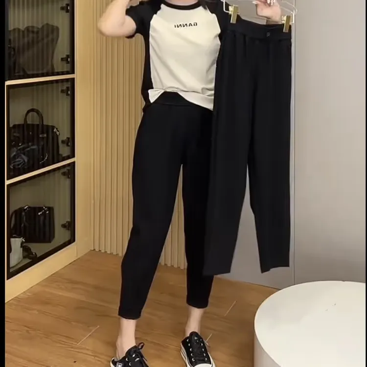 哈伦裤子女2025新款时尚休闲黑色显瘦高腰宽松百搭萝卜裤