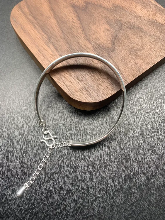 合金手镯 GlowCity铜质光面简约百搭镀银手镯气质轻奢时尚个性