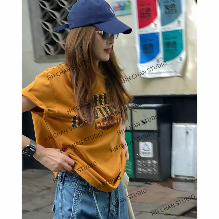 HH.CHAN“美式暴击～”100%棉中古复刻炒色美式橙黄短袖HH52D37324
