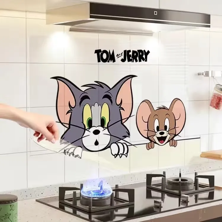 猫和老鼠透明厨房防水防油贴纸灶台墙面自粘装饰墙纸耐高温油烟机
