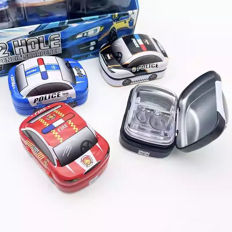 小汽车卷笔刀双孔炫酷跑车警车造型高颜值学生便携耐用迷你削笔器