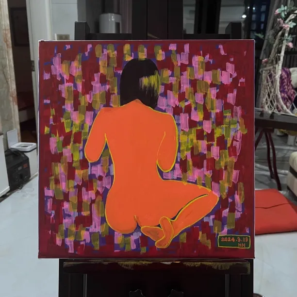 红红原创人体艺术作品，规格40厘米*40厘米