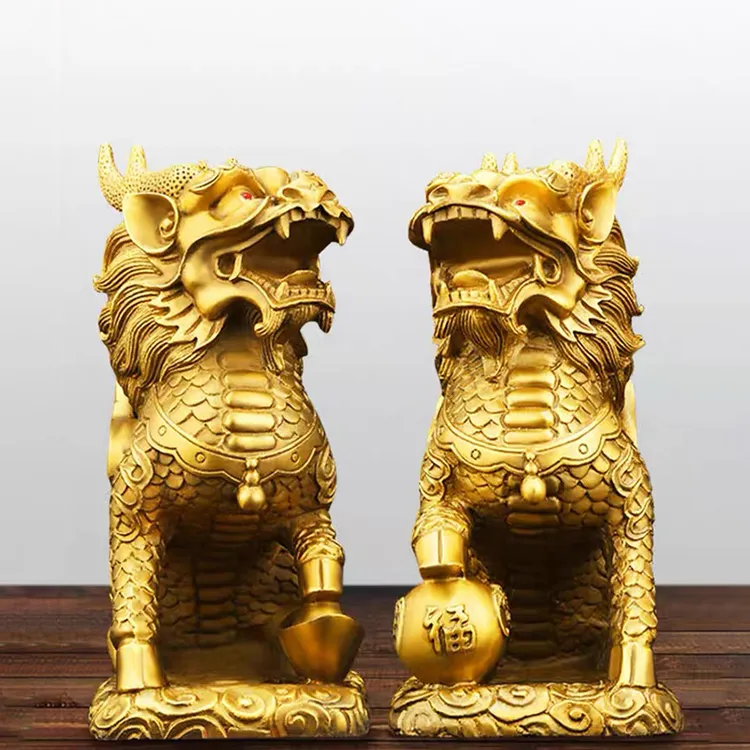 黄铜摆件麒麟摆件办公桌摆件乔迁摆件家居饰品摆件新中式客厅摆件