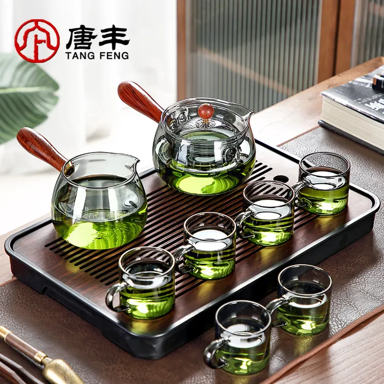 唐丰玻璃茶具套装侧把耐热家用过滤透明加厚日式大容量简约高硼硅