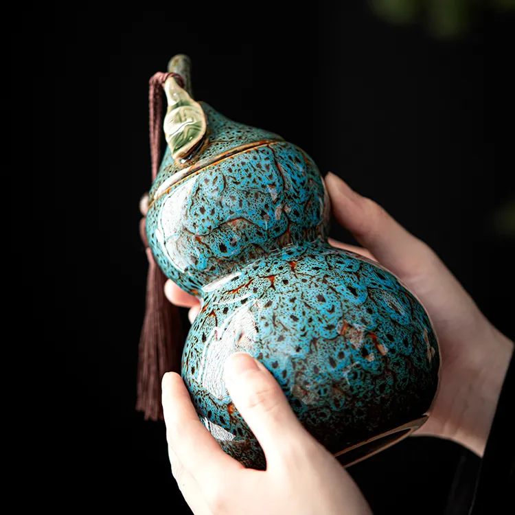 唐丰葫芦茶叶罐创意随身便携陶瓷密封罐家用单层醒茶罐防潮储物罐