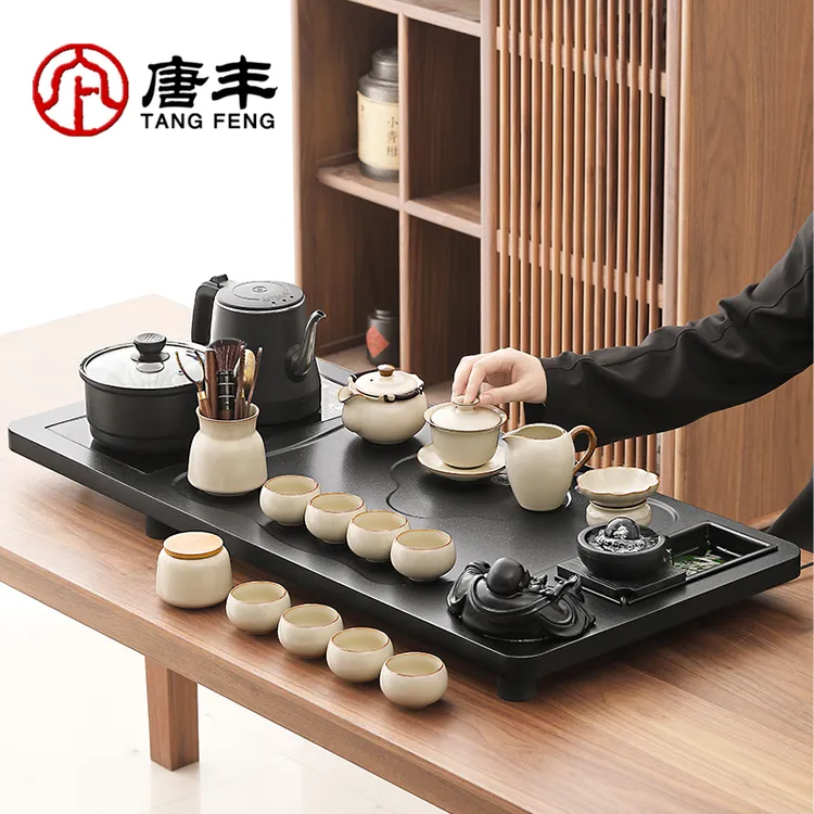 唐丰汝窑茶具套装家用办公室高档全自动一体烧水茶台手抓壶喝茶杯