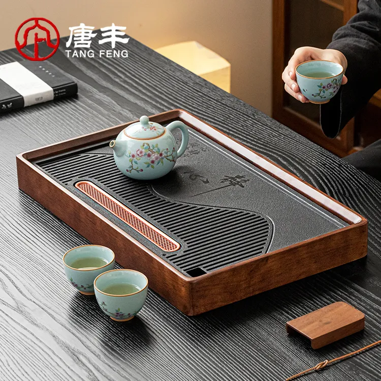 唐丰茶盘2025新款家用高档储水干泡台沥水茶托盘长方形干泡盘轻奢