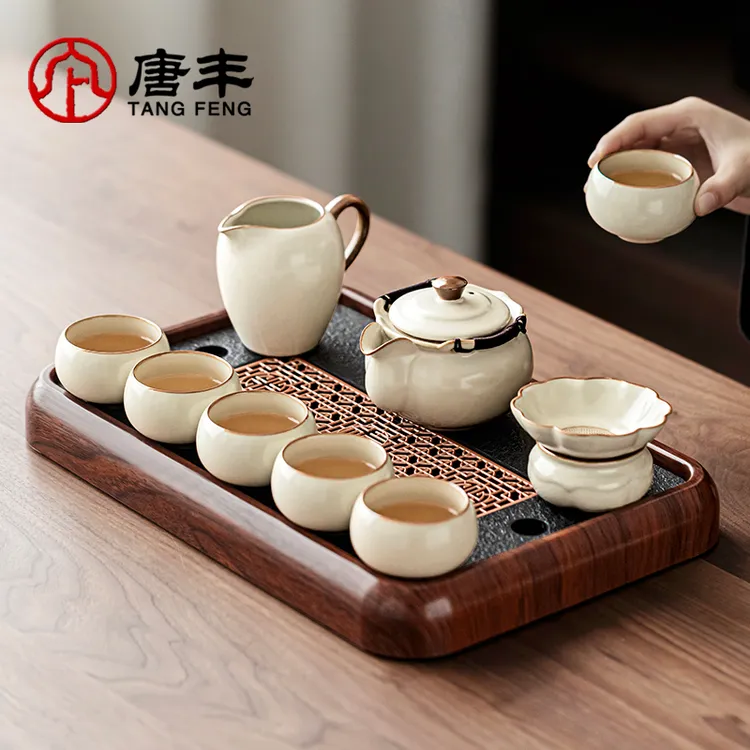 唐丰汝窑茶具茶台家用办公高档盖碗手抓壶功夫泡茶器2025新款简约