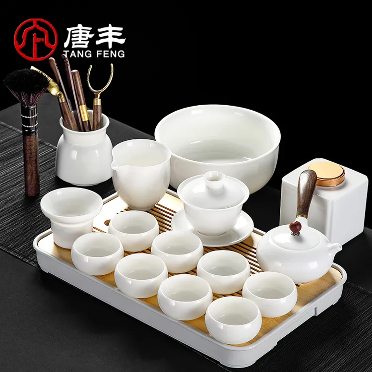 唐丰羊脂玉瓷茶具中式茶杯陶瓷高端德化白瓷茶壶茶具功夫茶具