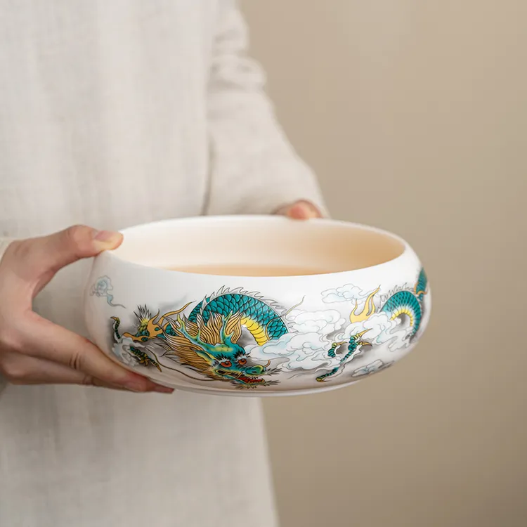 唐丰小神龙茶具羊脂玉瓷白瓷茶洗家用大号茶缸水盂水洗杯洗茶渣缸