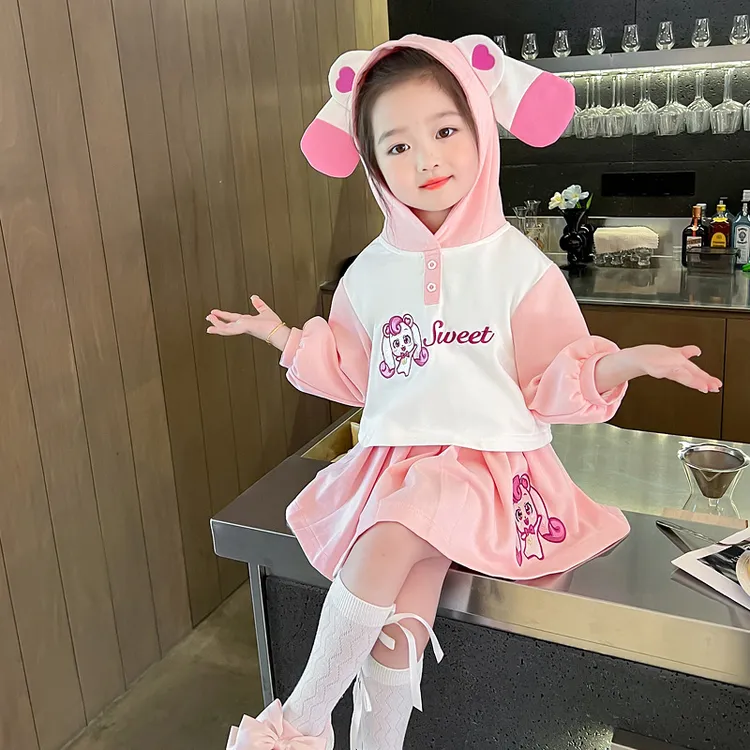 女童春秋装套装宝宝小童甜美可爱卫衣百褶裙儿童秋季洋气时髦套装