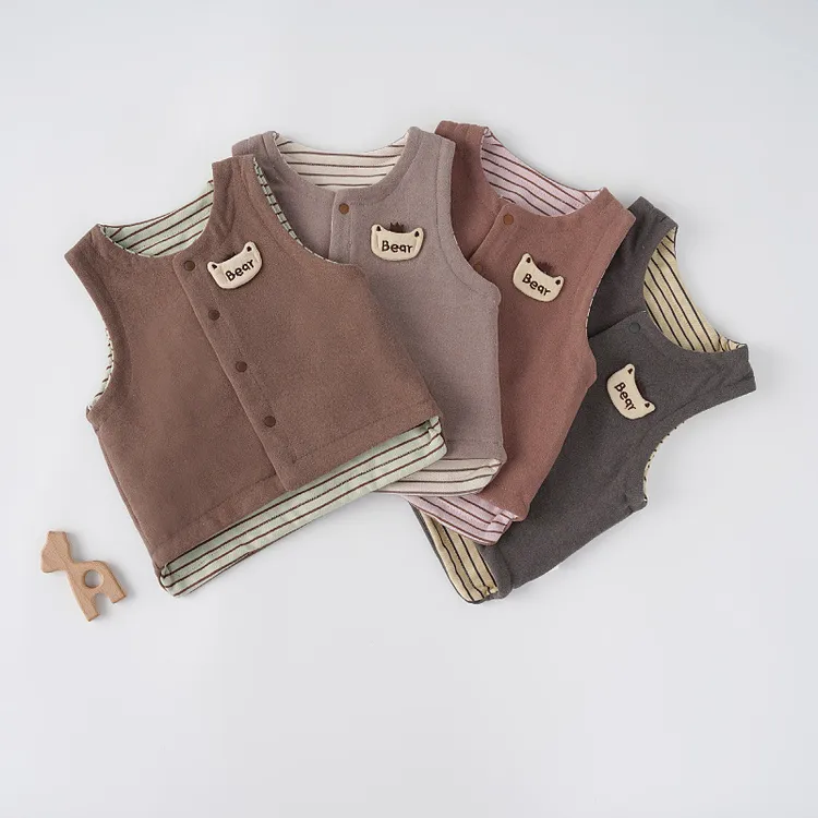 马甲新款德绒保暖双面穿男宝宝保暖打底坎肩百搭外穿背心内衬马甲