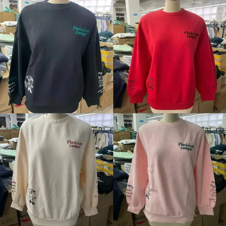 无品牌外贸出口保暖秋冬打底圆领卫衣百搭休闲长袖上衣加绒女款