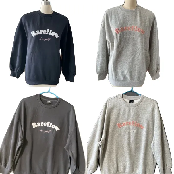 无品牌女款加绒百搭打底卫衣冬季加厚长袖宽松圆领韩版休闲上衣