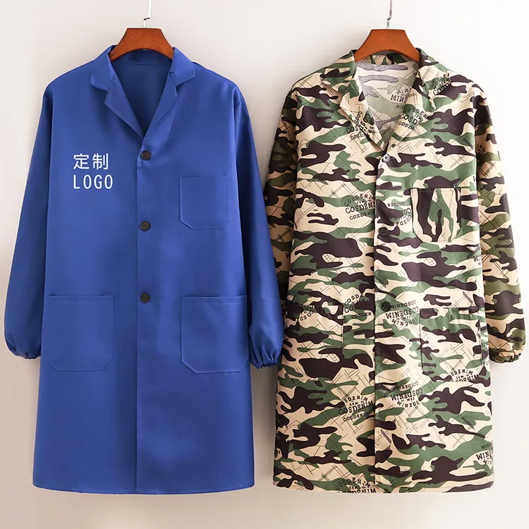 男士围裙长袖大褂劳保工作服车间罩衣定制logo印字干活上班肥外套