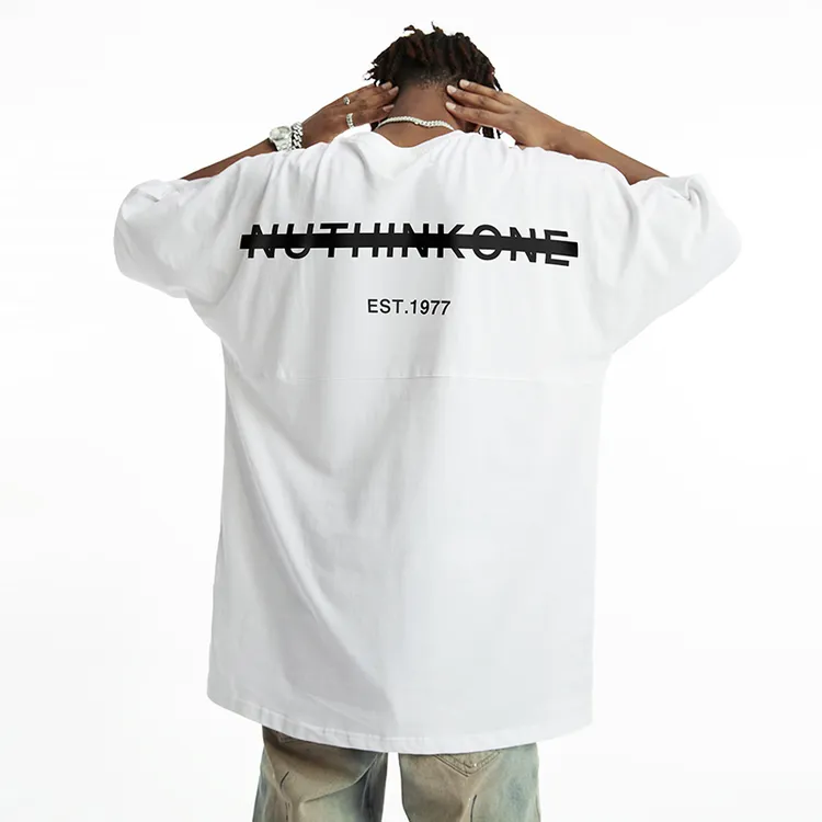 Nuthink新潮男装半袖T恤夏季复古时尚百搭宽松圆领短袖重磅