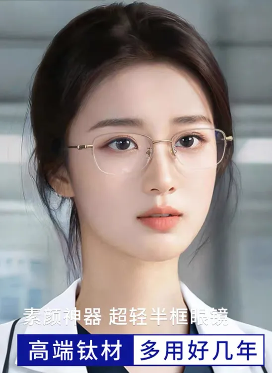 超轻纯钛半框眼镜7008女近视可配有度数老花镜男款女士素颜专用