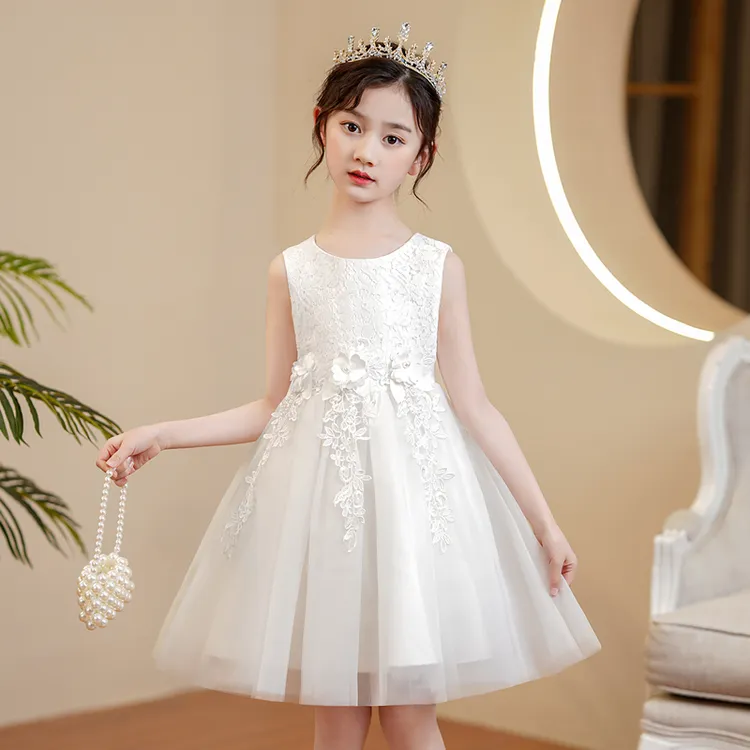 女童2025夏季新款小女孩花童蓬蓬纱洋气生日公主裙网纱礼服背心裙