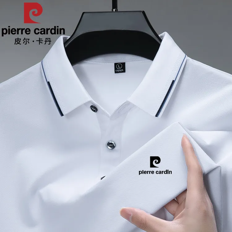 皮尔卡丹高档桑蚕丝男士T恤2024夏季薄款轻奢商务休闲翻领POLO衫 