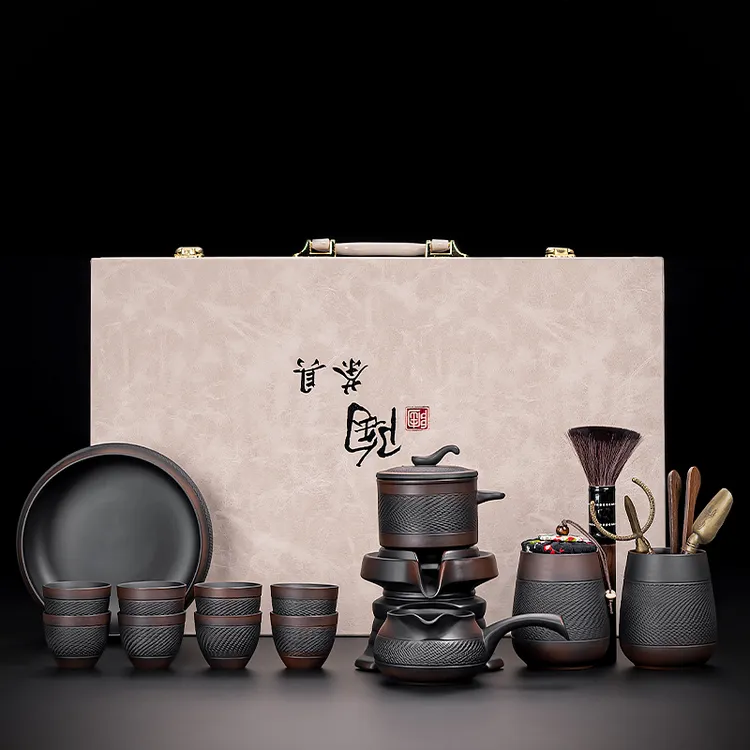 紫陶手工茶具套装家用轻奢高档泡茶神器懒人自动茶壶2024新款创意