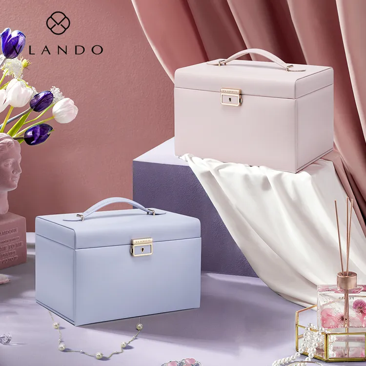 VLANDO/唯兰朵首饰盒精致带锁大容量多层饰品收纳盒新婚圣诞礼物
