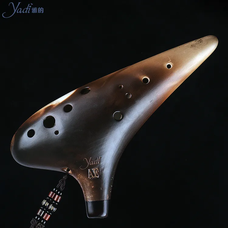 YADI/雅的陶笛12孔AF调经典款素烧白裂声音低沉浑厚初学推荐乐器