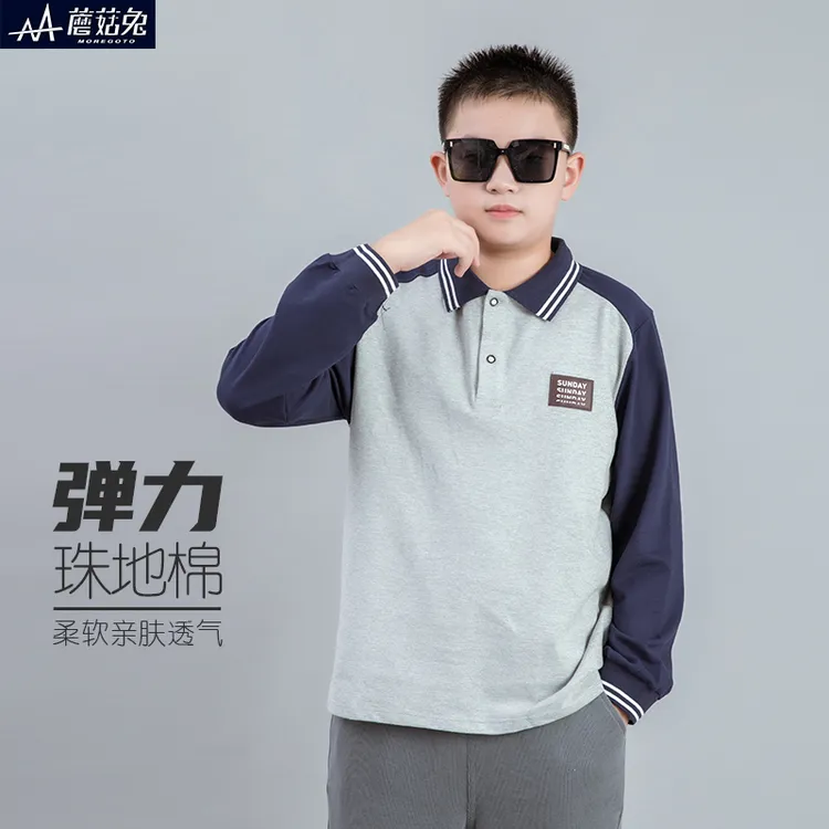 胖童装男童长袖polo衫春秋装2025新款中大童青少年加肥加大体恤衫