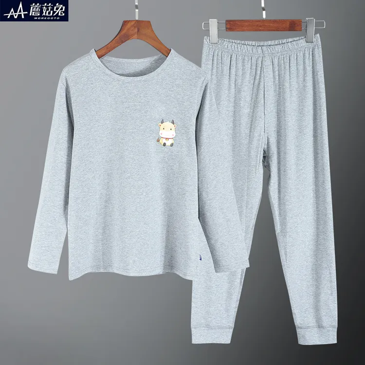 胖男童秋衣秋裤套装薄款莱卡棉内衣中大童青少年打底宽松大码潮