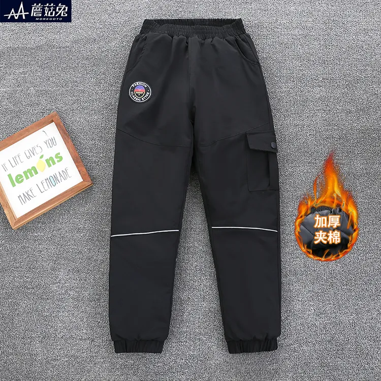 胖男童加厚棉裤外穿中大童儿童冲锋裤冬季夹棉宽松加肥加大潮男孩