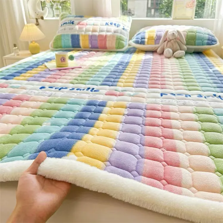 2025新款牛奶绒夹棉床褥床垫家用宿舍防滑保暖透气tuo