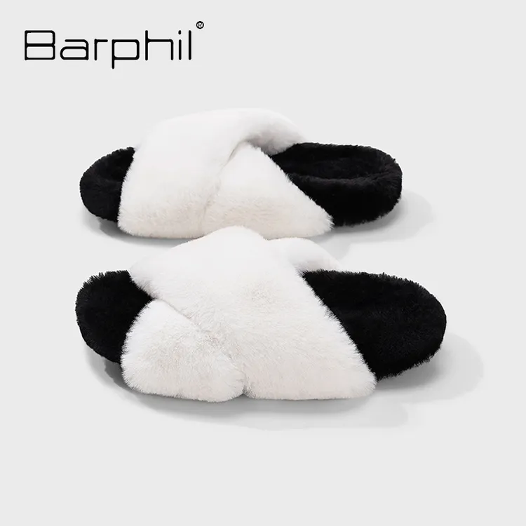 BARPHIL拖鞋女2024新款秋冬保暖外穿百搭毛毛棉拖鞋轻便防滑厚底