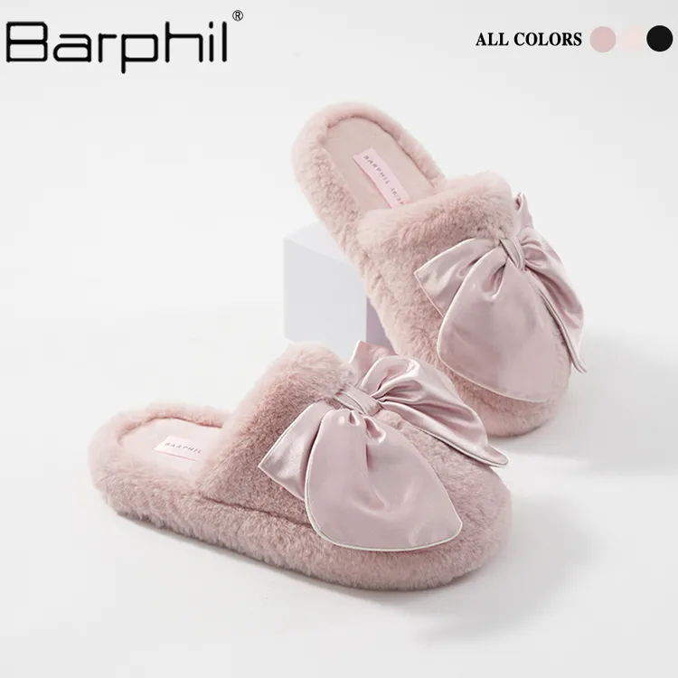 BARPHIL毛毛拖鞋女2024秋冬新款百搭防滑厚底加绒保暖轻便棉拖鞋