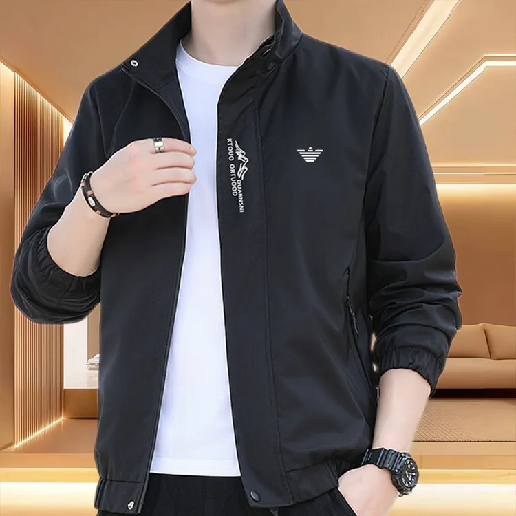 2024秋男士夹克外套中青年休闲运动宽松潮流时尚百搭立领薄款外套