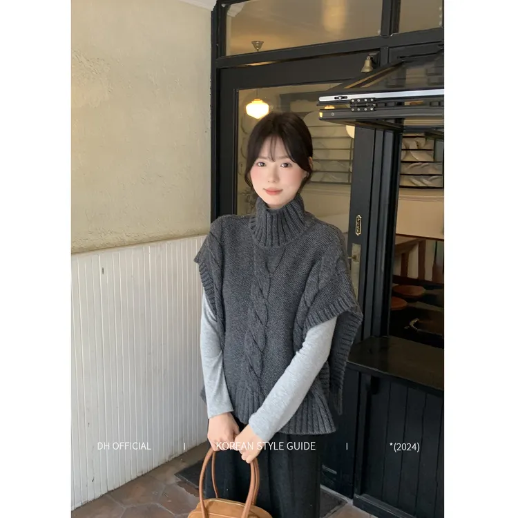 DH OFFICIAL 大花【时髦配方 shawl】蓬松轻盈 高领立体感毛衣披肩