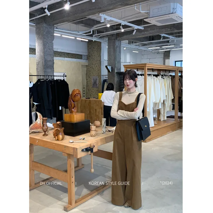 DH OFFICIAL 大花【摩登女主】叠穿背带连体裤精致阔腿裤连衣裙