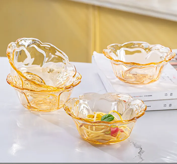 【斯威迩出品】琥珀玫瑰花语系列餐具高颜值轻奢沙拉碗盘小吃碗4只