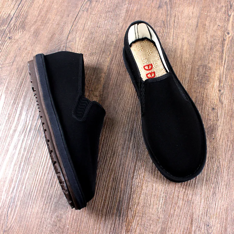 夏季新款老北京布鞋男透气厚底手工千层底防滑防油厨房厨师工作鞋