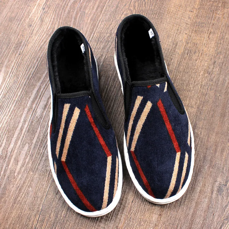 冬季新款棉鞋男款加绒加厚老北京布鞋高档灯芯绒保暖千层底二棉布