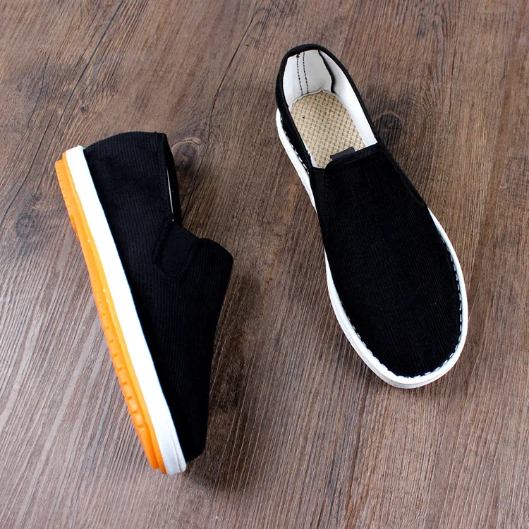 老北京布鞋男加厚千层底夏季软底高档灯芯绒西山手工牛筋底一脚蹬