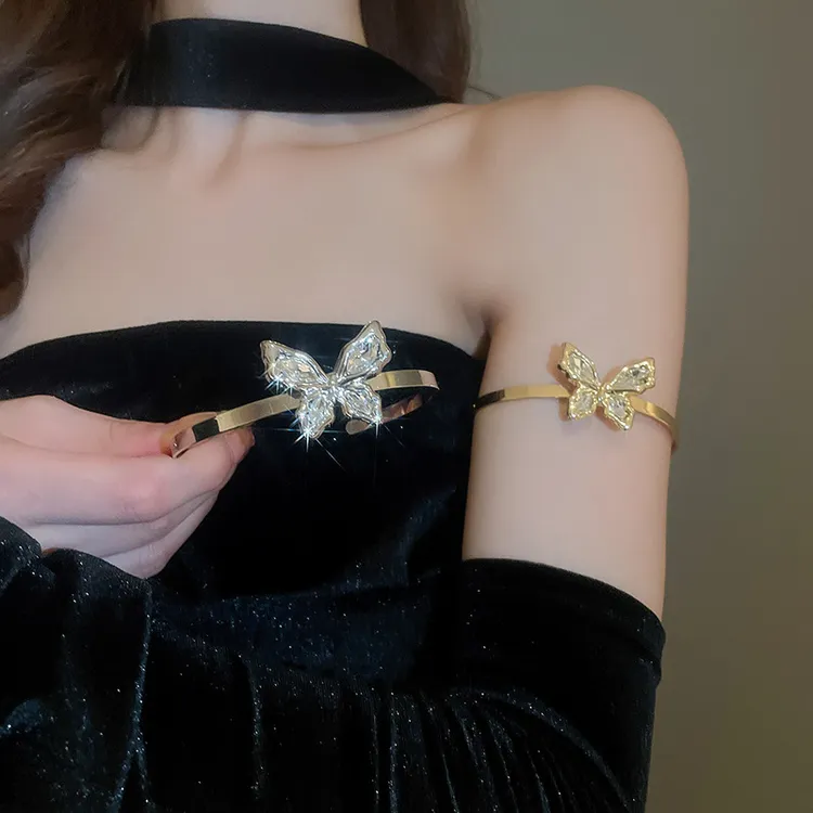 合金手镯 蝴蝶开口臂环高级感轻奢小众气质镯子时尚百搭臂钏臂镯