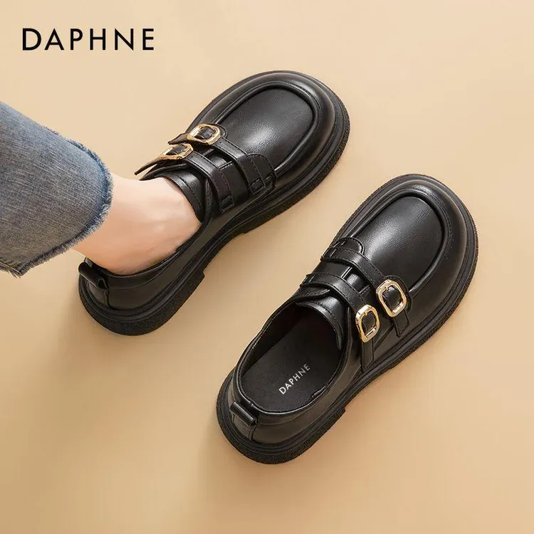 达芙妮乐福鞋女2025年春季厚底法式复古软底单鞋英伦风小皮鞋