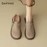 达芙妮真皮勃肯鞋女2025春季全包复古软底一脚蹬两穿豆豆鞋
