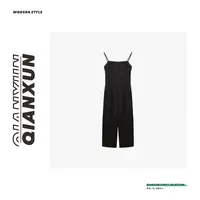 「纸片人」设计感网红气质休闲百搭黑色宽松显瘦连体裤女C4LTK5042A