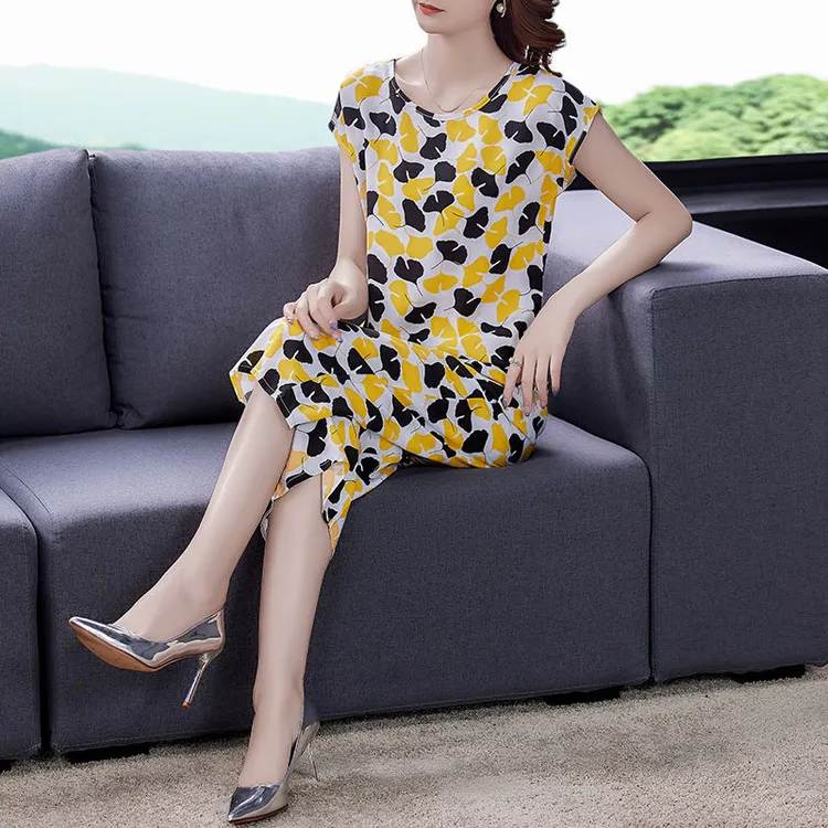 棉绸短袖套装女夏新款遮肉显瘦宽松时尚居家外穿七分阔腿裤两件套